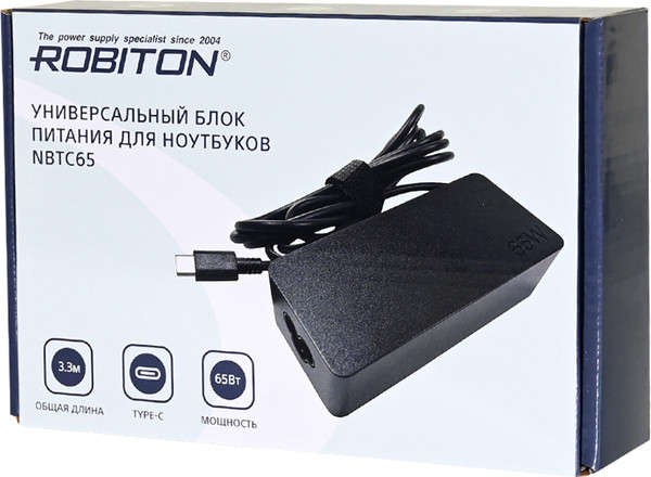Зарядное устройство для ноутбука Robiton NBTC65 / БЛ19590