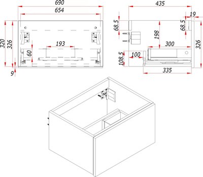 Тумба с умывальником ЗОВ Кито 70 / K70LA0MWM-LDSPA6002