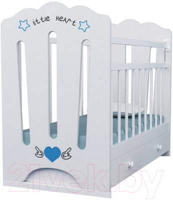 Детская кроватка VDK Little Heart маятник-ящик (белый) - фото