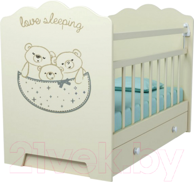 Детская кроватка VDK Love Sleeping маятник-ящик (слоновая кость) - фото