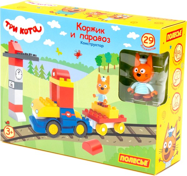 Конструктор Полесье Три кота. Коржик и паровоз / 77490 - фото