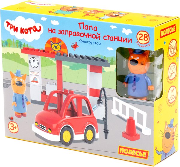 Конструктор Полесье Три кота. Папа на заправочной станции / 77520 - фото