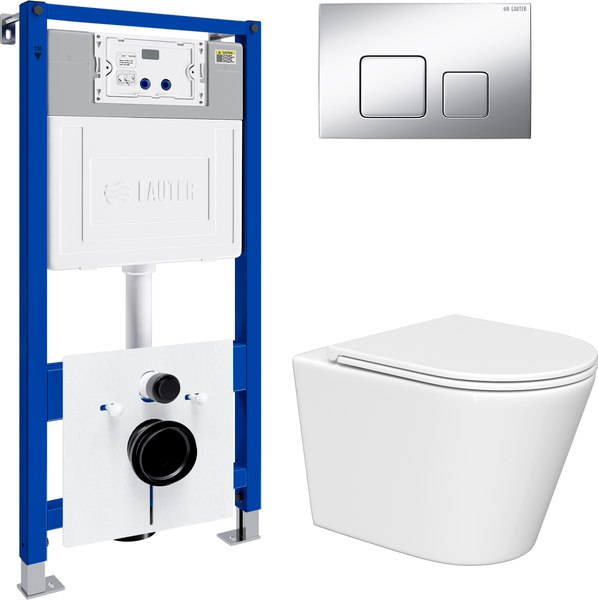 Унитаз подвесной с инсталляцией Lauter Longer 2110822 с кнопкой 219703F