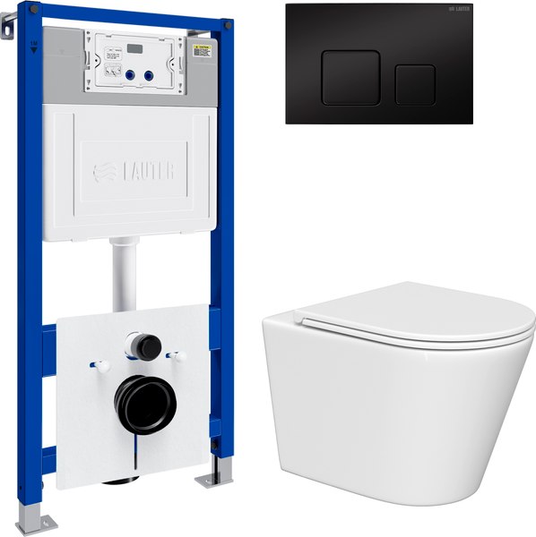 Унитаз подвесной с инсталляцией Lauter Longer 2110822 с кнопкой 219704F