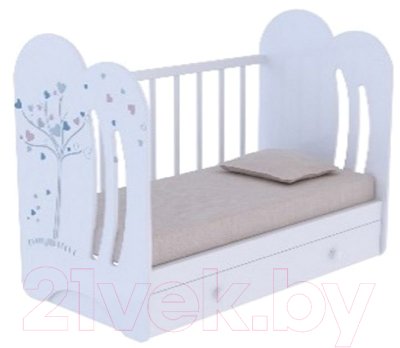 Детская кроватка VDK Wind Tree с маятником и ящиком (белый)