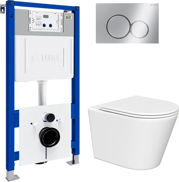 Унитаз подвесной с инсталляцией Lauter Longer 2110822 с кнопкой 219701E - фото