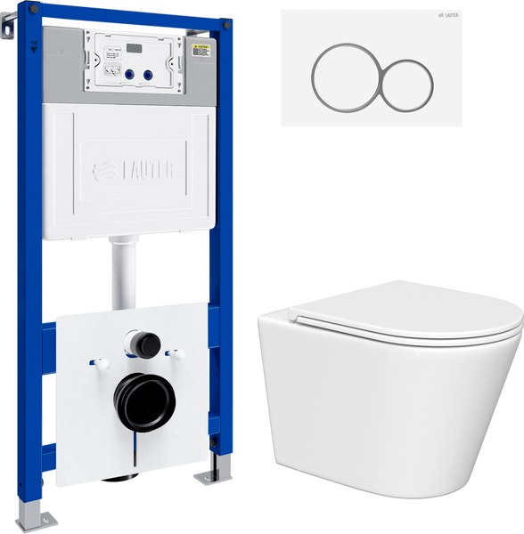 Унитаз подвесной с инсталляцией Lauter Longer 2110822 с кнопкой 219702E