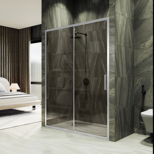 Душевая дверь MaybahGlass 195x120 / MGD-1541-5 (бронза стекло/хром матовый)