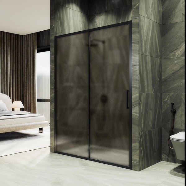 Душевая дверь MaybahGlass 195x120 / MGD-1542-6 (бронза матовая стекло/черный)