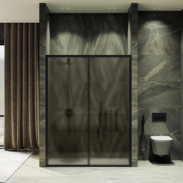 Душевая дверь MaybahGlass 195x120 / MGD-1542-6 (бронза матовая стекло/черный)