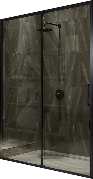 Душевая дверь MaybahGlass 195x120 / MGD-1541-6 (бронза стекло/черный) - фото