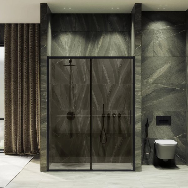 Душевая дверь MaybahGlass 195x120 / MGD-1541-6 (бронза стекло/черный)