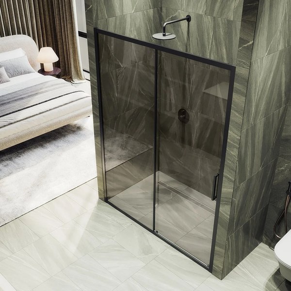 Душевая дверь MaybahGlass 195x120 / MGD-1541-6 (бронза стекло/черный)