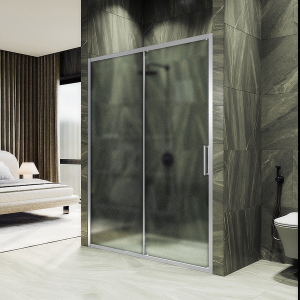 Душевая дверь MaybahGlass 195x150 / MGD-1281-5 (сатин стекло/хром матовый)