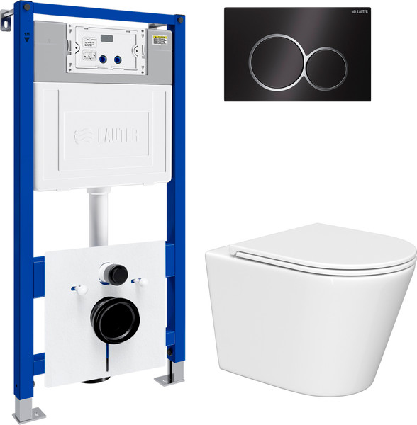Унитаз подвесной с инсталляцией Lauter Longer 2110822 с кнопкой 219704E - фото
