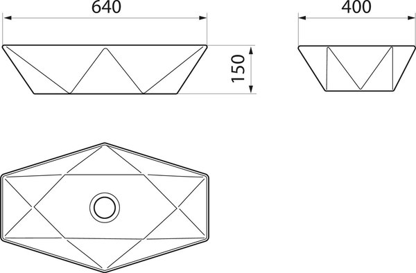 Умывальник Runo Poligono 64x40