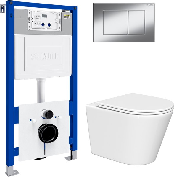 Унитаз подвесной с инсталляцией Lauter Longer 2110822 с кнопкой 219701J - фото
