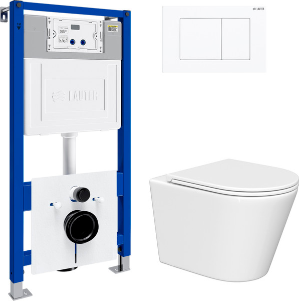 Унитаз подвесной с инсталляцией Lauter Longer 2110822 с кнопкой 219702J - фото