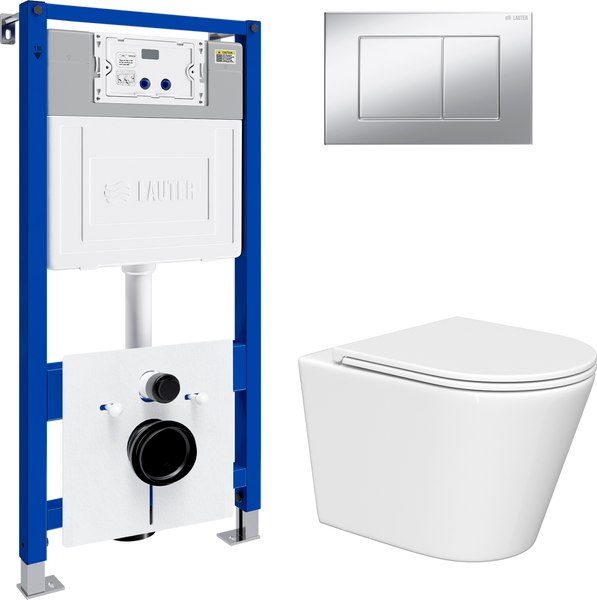 Унитаз подвесной с инсталляцией Lauter Longer 2110822 с кнопкой 219703J