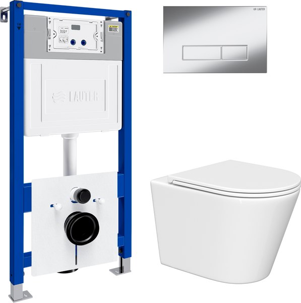 Унитаз подвесной с инсталляцией Lauter Longer 2110822 с кнопкой 219701HD - фото