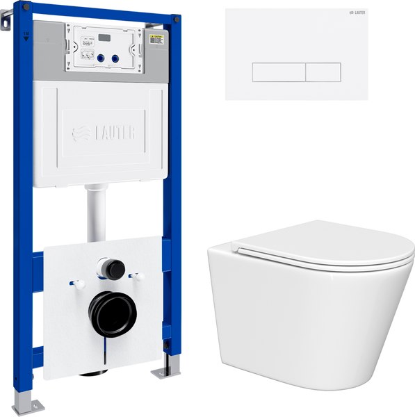 Унитаз подвесной с инсталляцией Lauter Longer 2110822 с кнопкой 219702HD