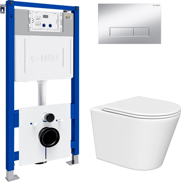 Унитаз подвесной с инсталляцией Lauter Longer 2110822 с кнопкой 219703HD - фото