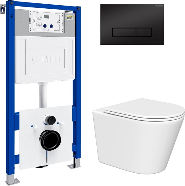 Унитаз подвесной с инсталляцией Lauter Longer 2110822 с кнопкой 219704HD - фото
