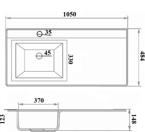 Умывальник Runo Гамма 105 лайт с правым крылом
