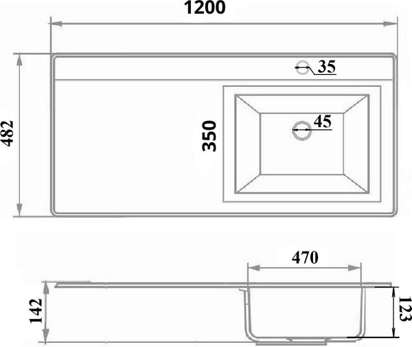 Умывальник Runo Гамма 120 лайт с левым крылом