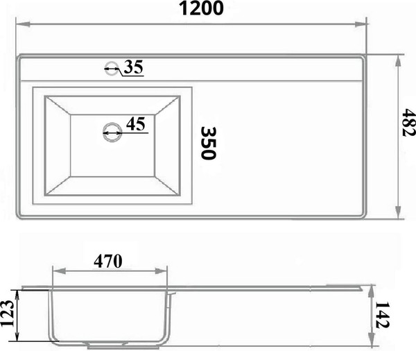Умывальник Runo Гамма 120 лайт с правым крылом