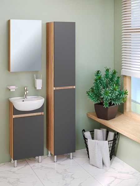 Шкаф с зеркалом для ванной Runo Лада 40