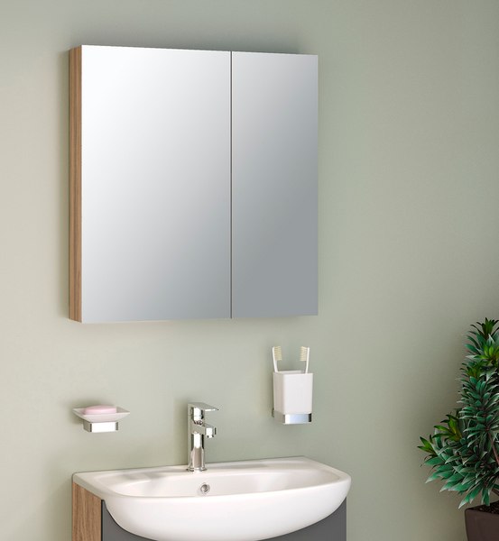 Шкаф с зеркалом для ванной Runo Лада 60 - фото