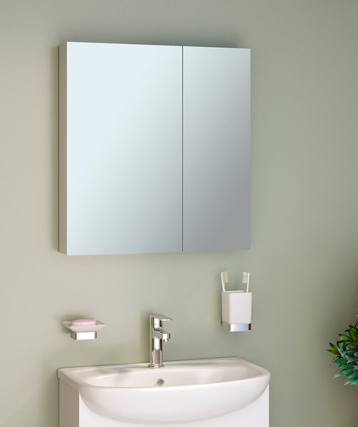 Шкаф с зеркалом для ванной Runo Лада 60 - фото