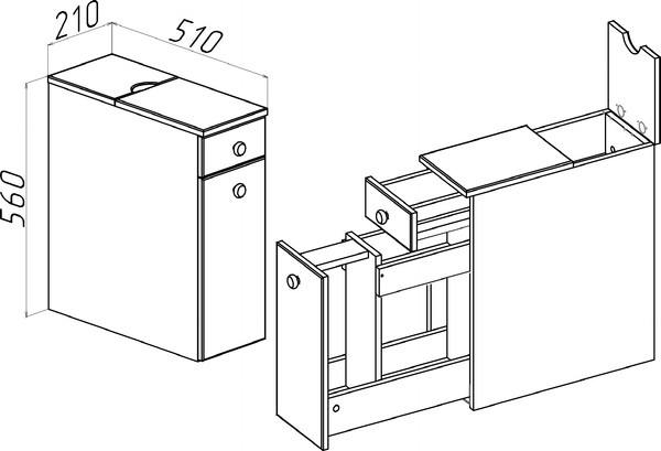 Тумба для ванной Runo Комбо 21