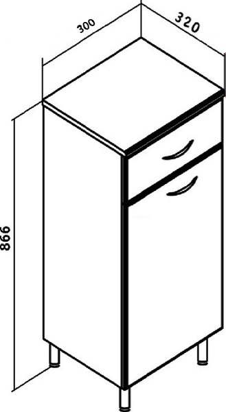 Тумба для ванной Runo 30 с корзиной для белья