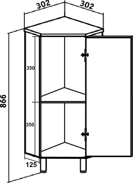 Тумба для ванной Runo 30 угловой правый
