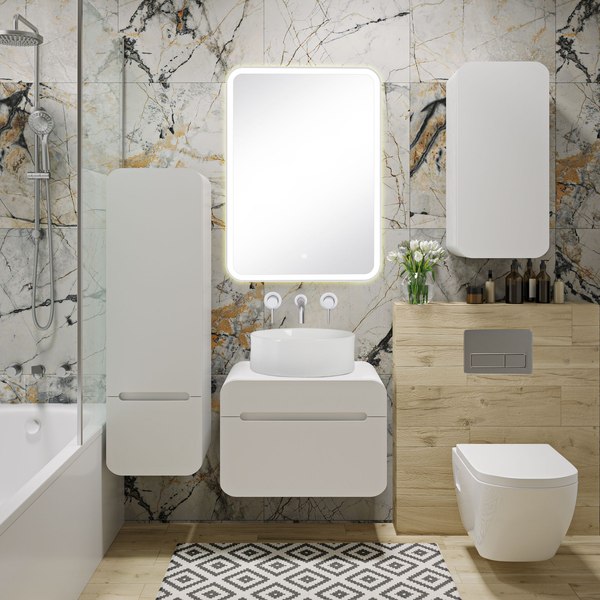 Шкаф для ванной Runo Ницца 35 правый