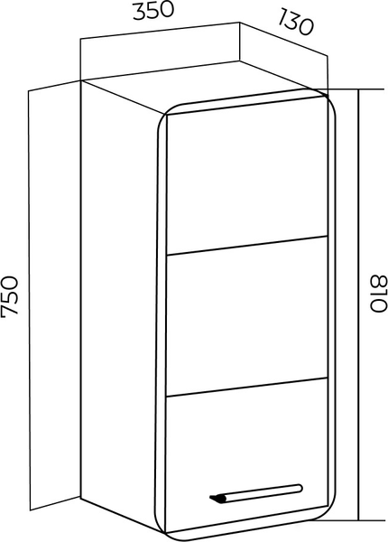 Шкаф для ванной Runo Эрика 35 правый