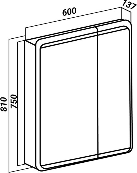 Шкаф с зеркалом для ванной Runo Эрика 60