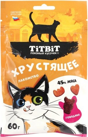 Лакомство для кошек TiTBiT Хрустящее с говядиной / 27479 - фото