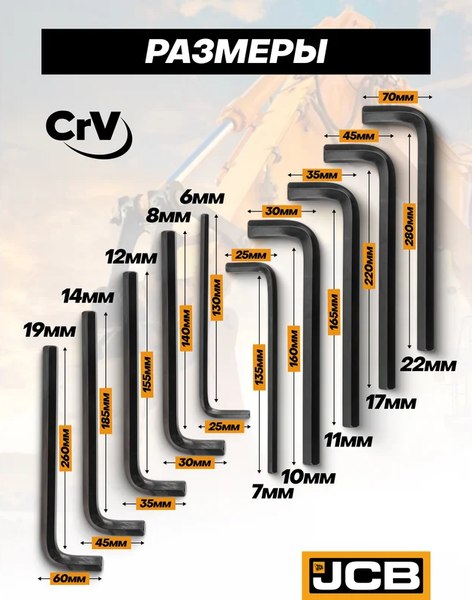 Набор ключей JCB 5107L