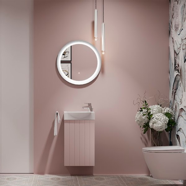 Тумба с умывальником Lauter Amelia 40 (пудрово-розовый п/мат)