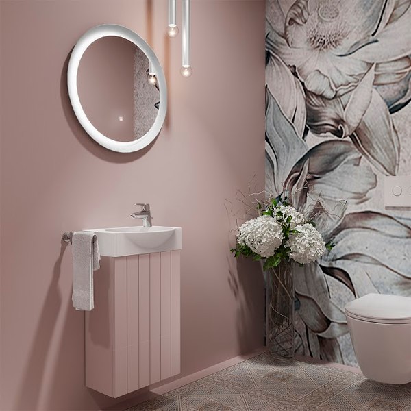 Тумба с умывальником Lauter Amelia 40 (пудрово-розовый п/мат)