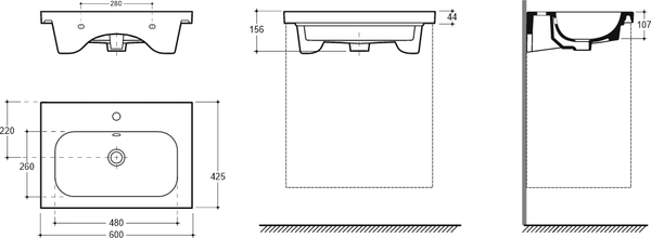Умывальник Керамин Эридан 60 ФС