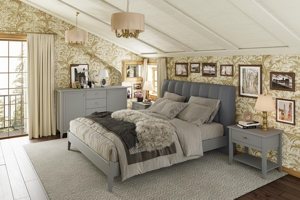 Прикроватная тумба Bravo Мебель Никеа 1 ящик (серый шифер/лак антрацит)