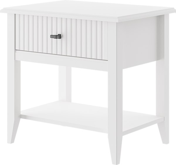 Прикроватная тумба Bravo Мебель Никеа 1 ящик (белый снег/лак белый) - фото