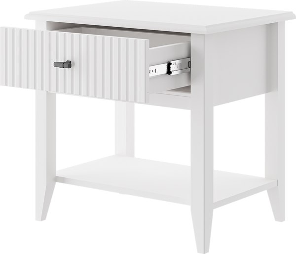 Прикроватная тумба Bravo Мебель Никеа 1 ящик (белый снег/лак белый)