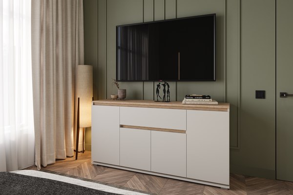 Тумба Bravo Мебель Юта 4 двери / 1 ящик (персидский жемчуг/дуб торонто)