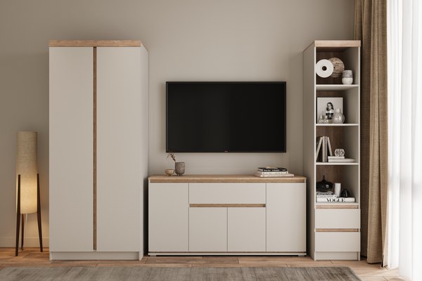 Тумба Bravo Мебель Юта 4 двери / 1 ящик (персидский жемчуг/дуб торонто)