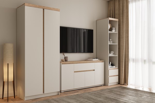 Тумба Bravo Мебель Юта 4 двери / 1 ящик (персидский жемчуг/дуб торонто)